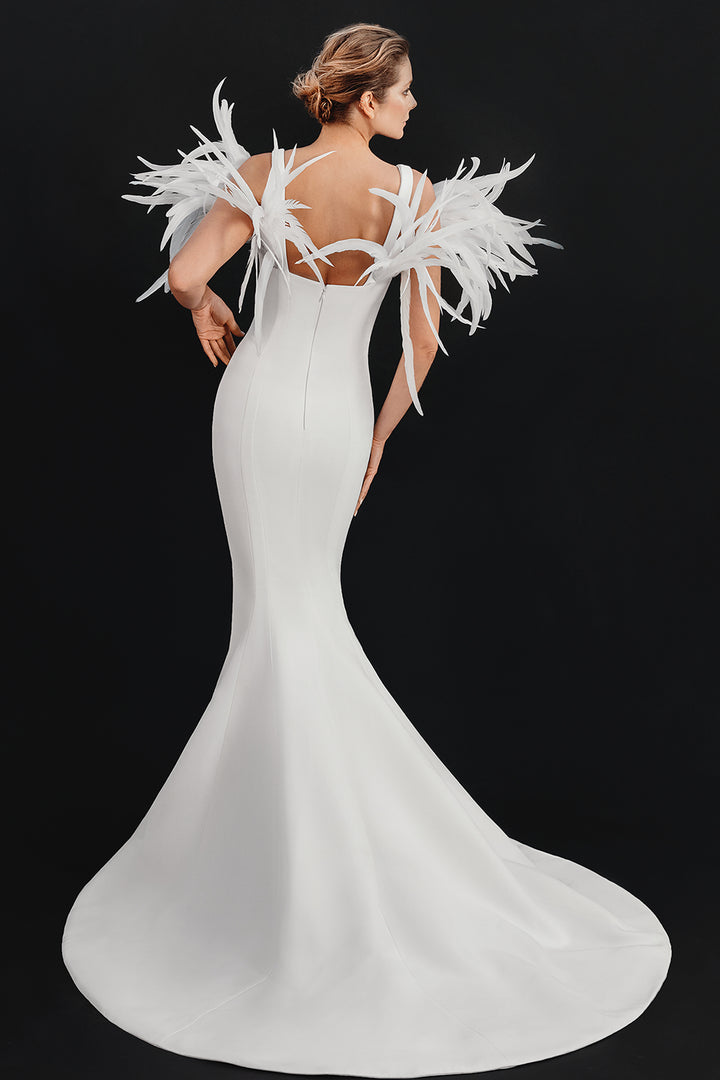 Off-The-Shoulder Silk Crepe Mermaid Dress