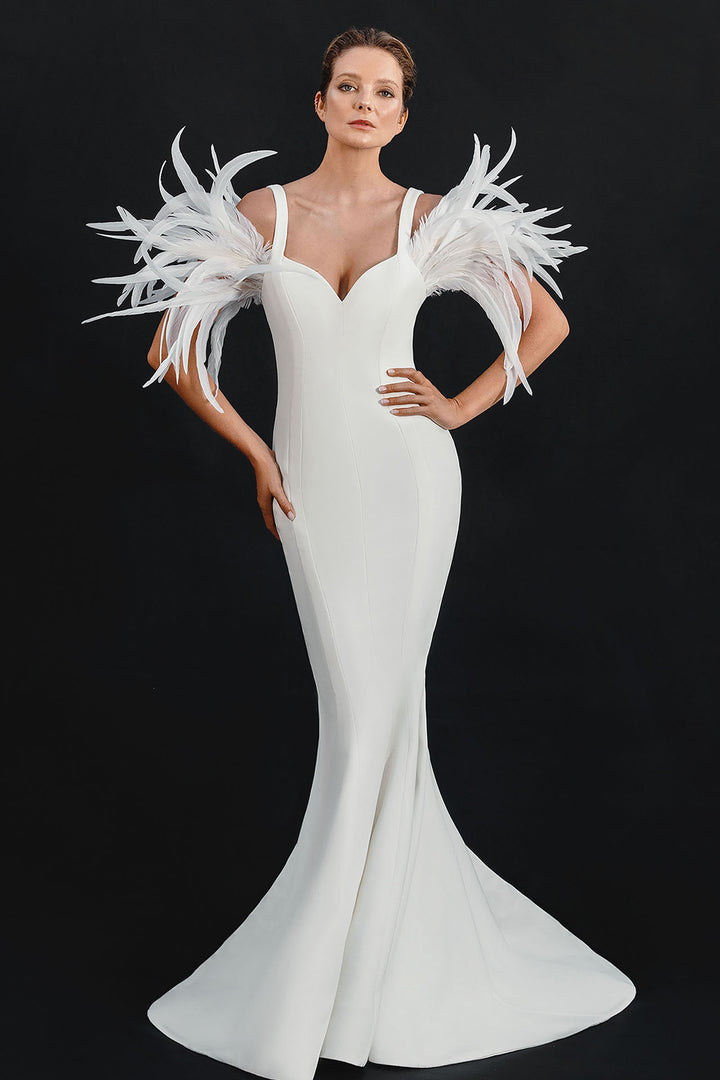 Off-The-Shoulder Silk Crepe Mermaid Dress