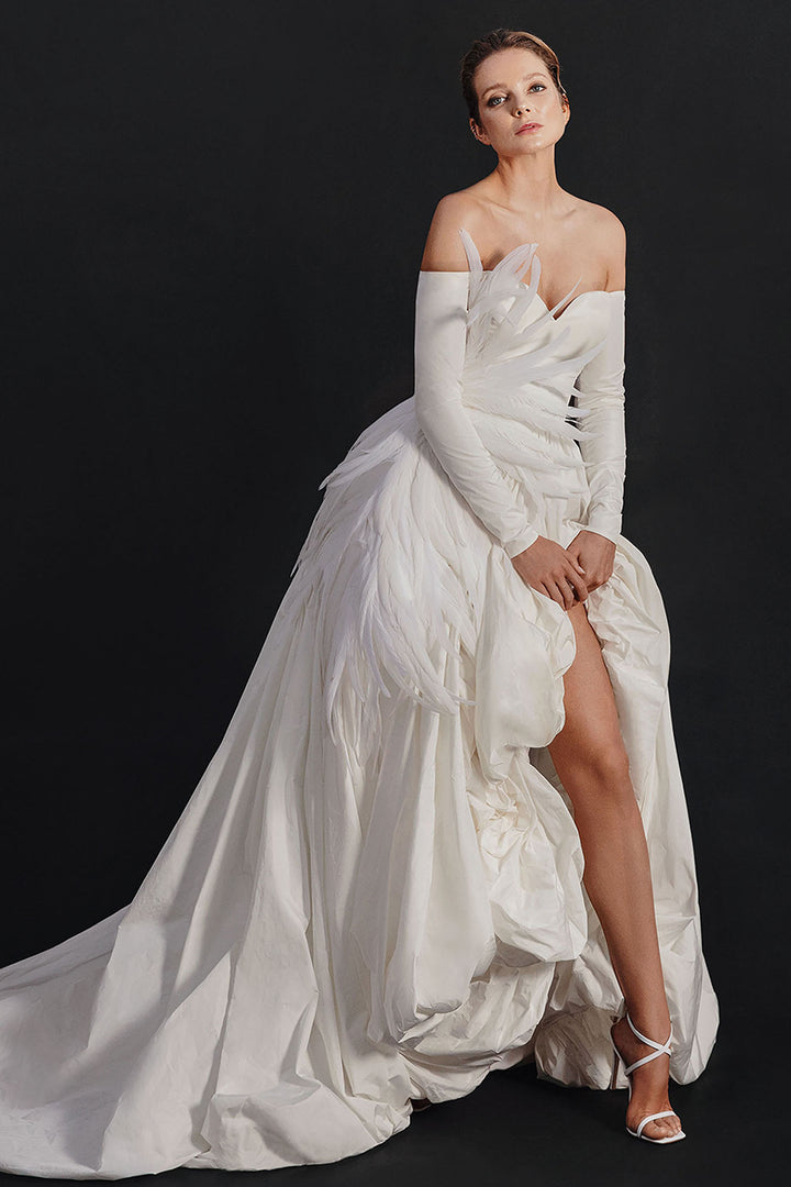 Princess Cut with Off-The-Shoulder Bridal Dress