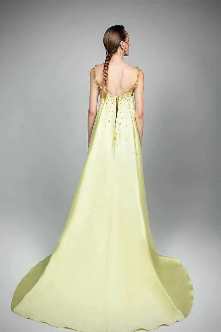 Beaded Corset Dress with Back Train and Arc