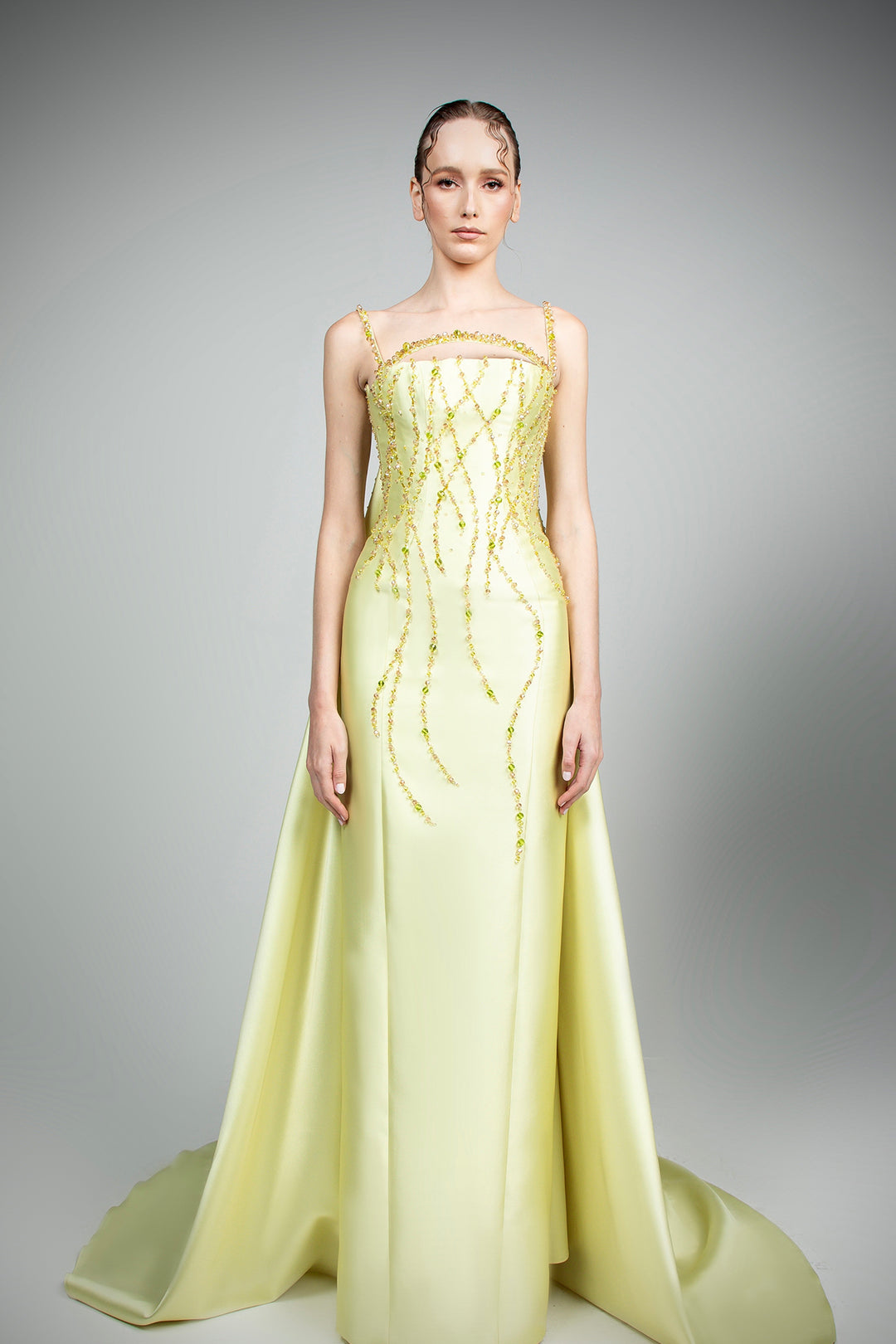 Beaded Corset Dress with Back Train and Arc M.R DESIGN Beaded Corset Dress with Back Train and Arc M.R DESIGN