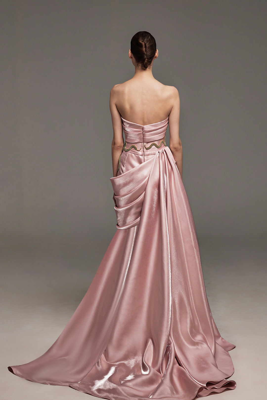 Lurex Mikado Corset Dress with Draped Details