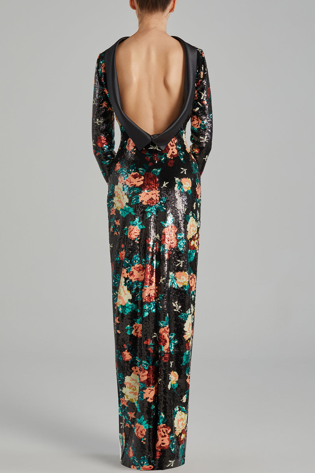 Floral Sequin Long-Sleeve Dress