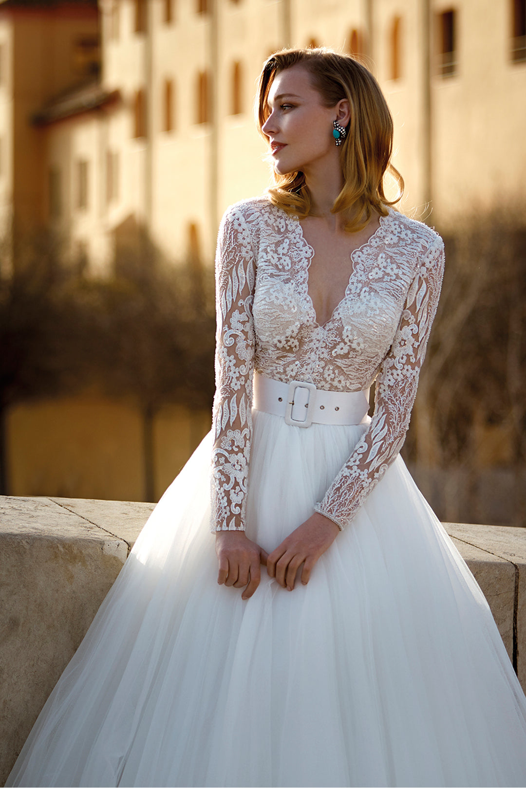 Lace and Tulle Long-Sleeved Princess Dress