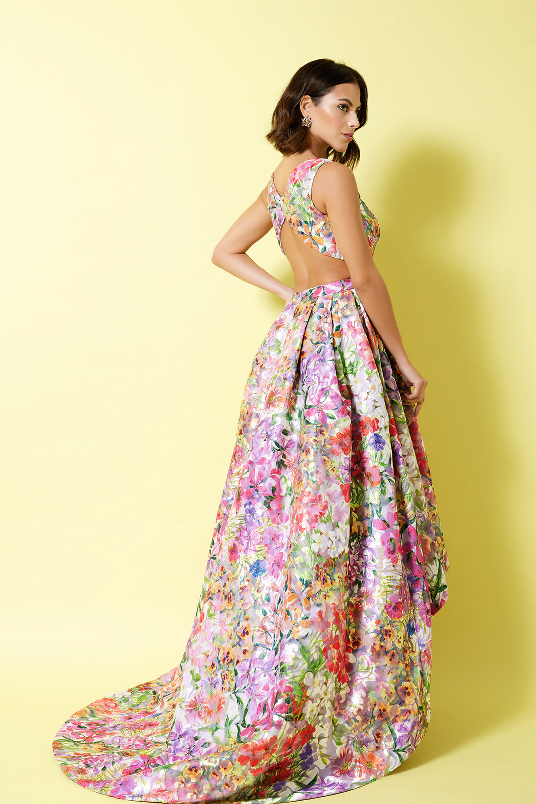 Floral Tulle Dress with Train