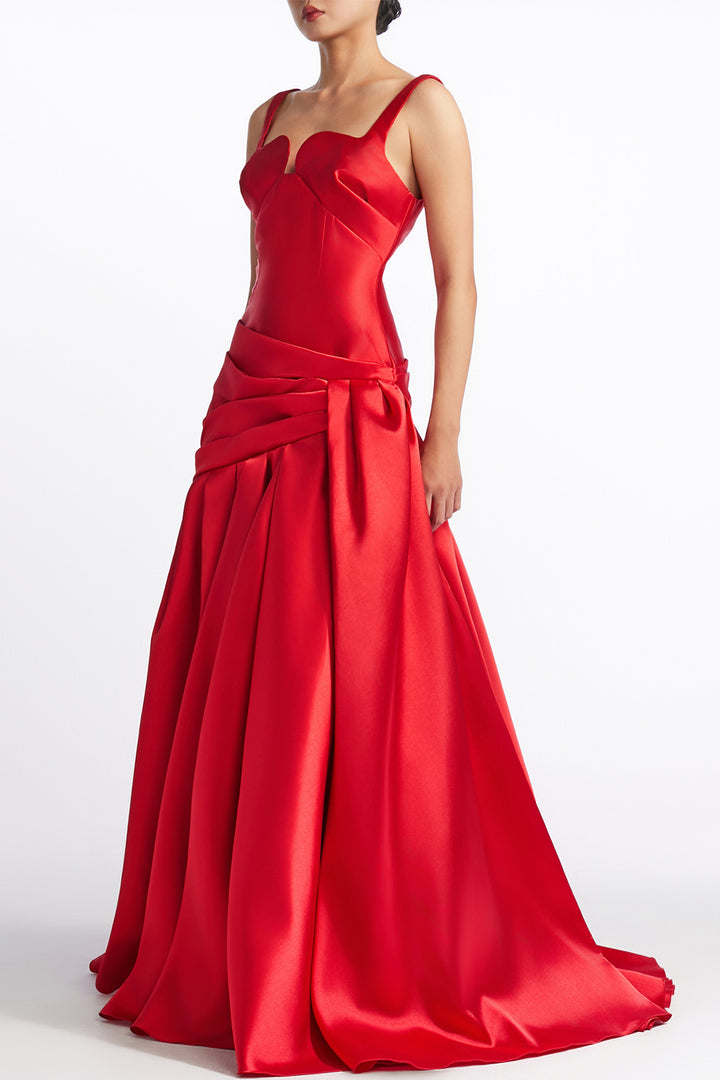 Sculpted Sweetheart Neckline Draped with A-Line Dress