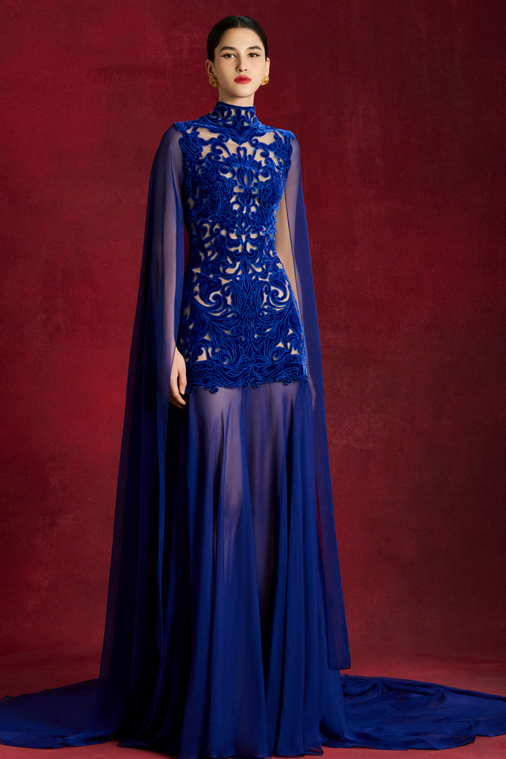 Lattice Heritage with High Neck Dress