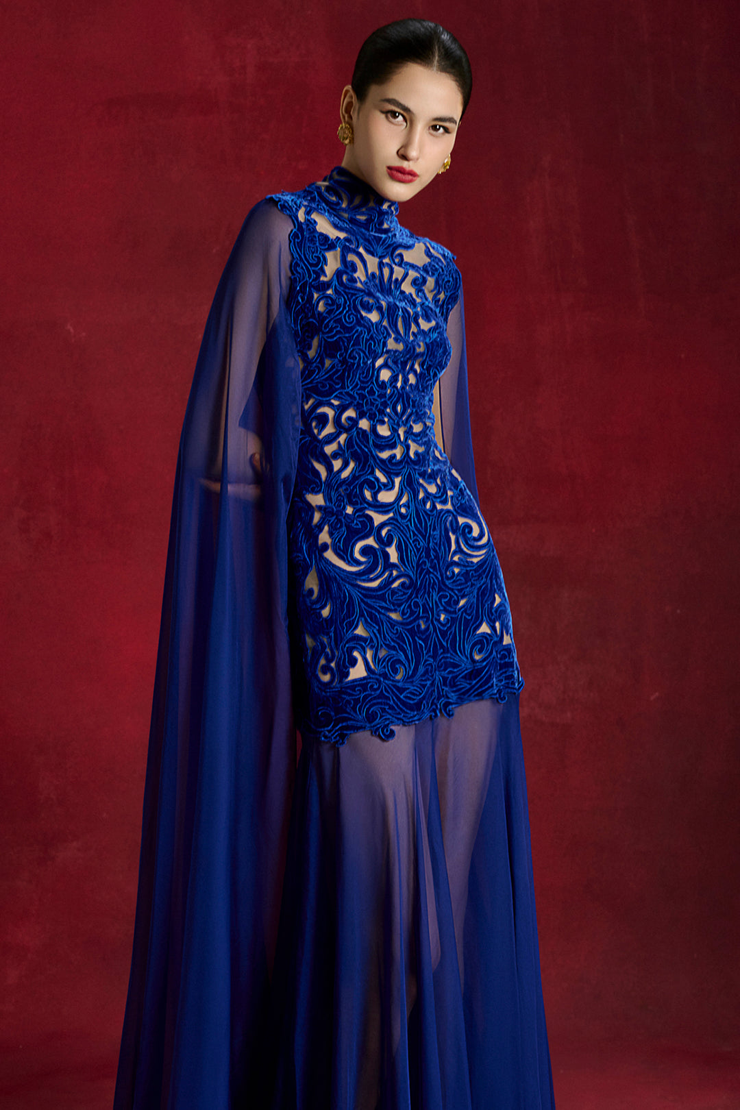 Lattice Heritage with High Neck Dress