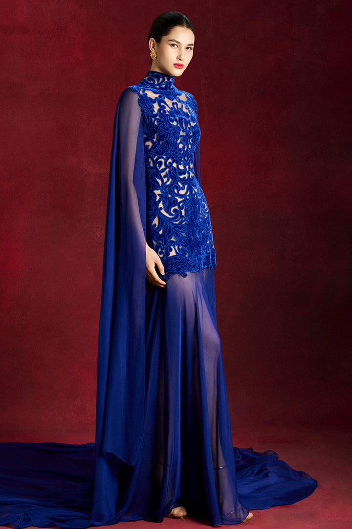Lattice Heritage with High Neck Dress