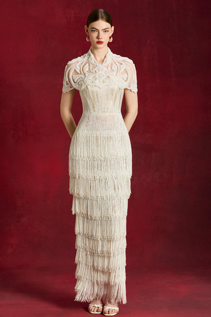Pearl Flapper Long Dress