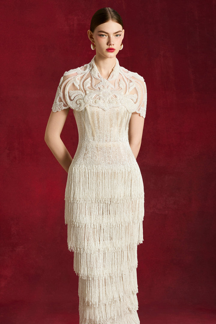 Pearl Flapper Long Dress