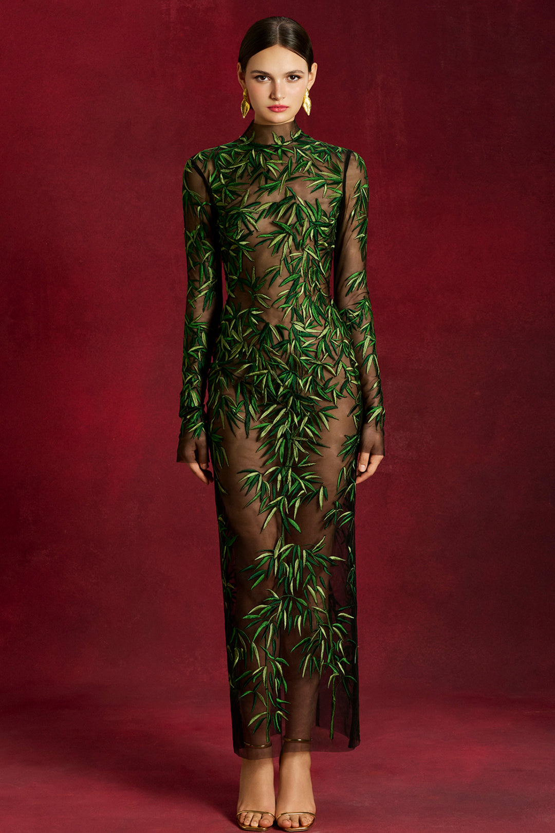 bamboo green dress Bamboo Twirl Dress with Bodysuit | Sage Blossom main image 1