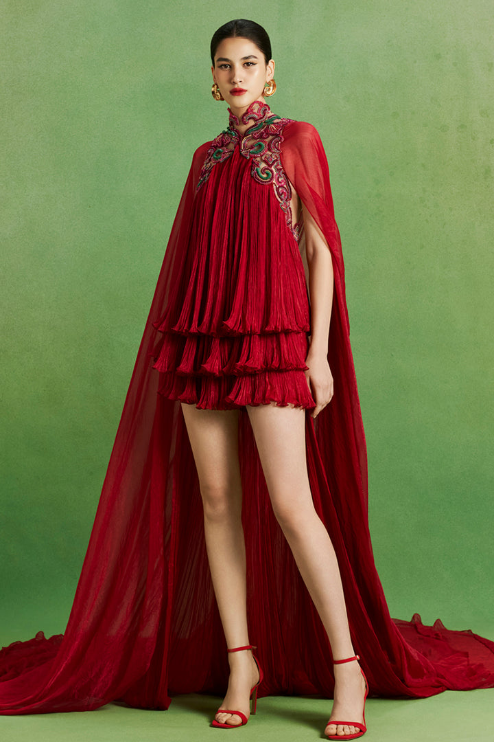 Crimson Cape Dress