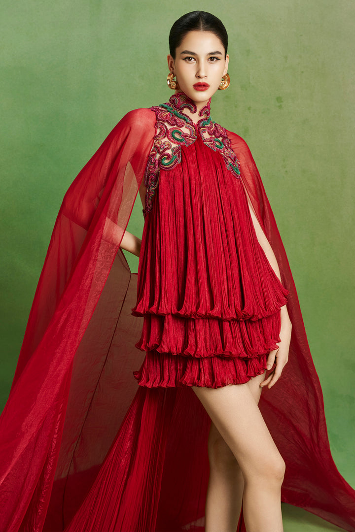 Crimson Cape Dress