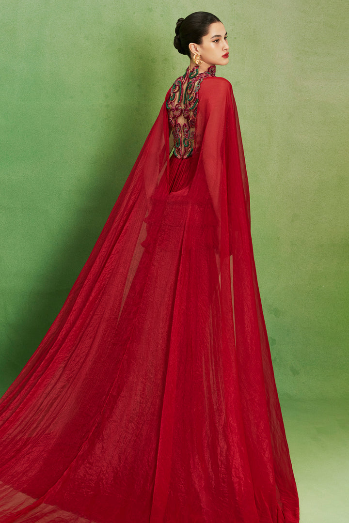 Crimson Cape Dress