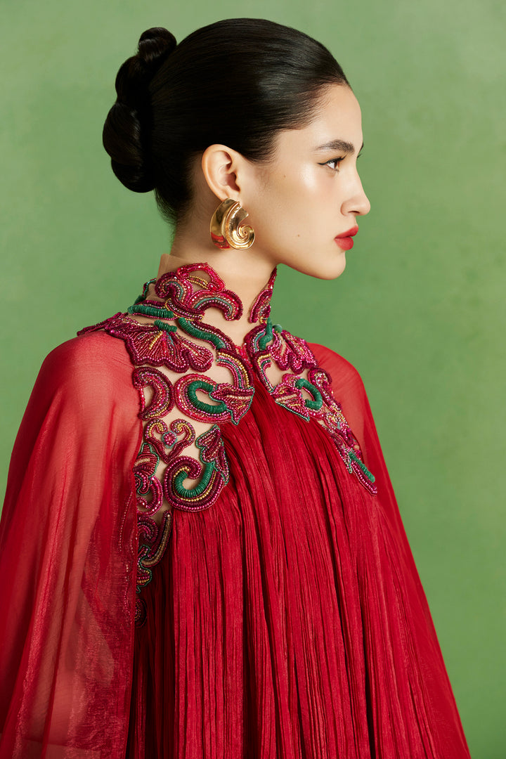 Crimson Cape Dress