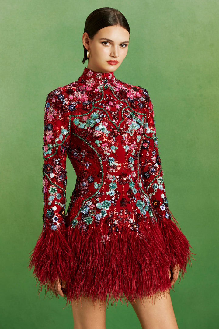 Ruby Blossom Short Dress