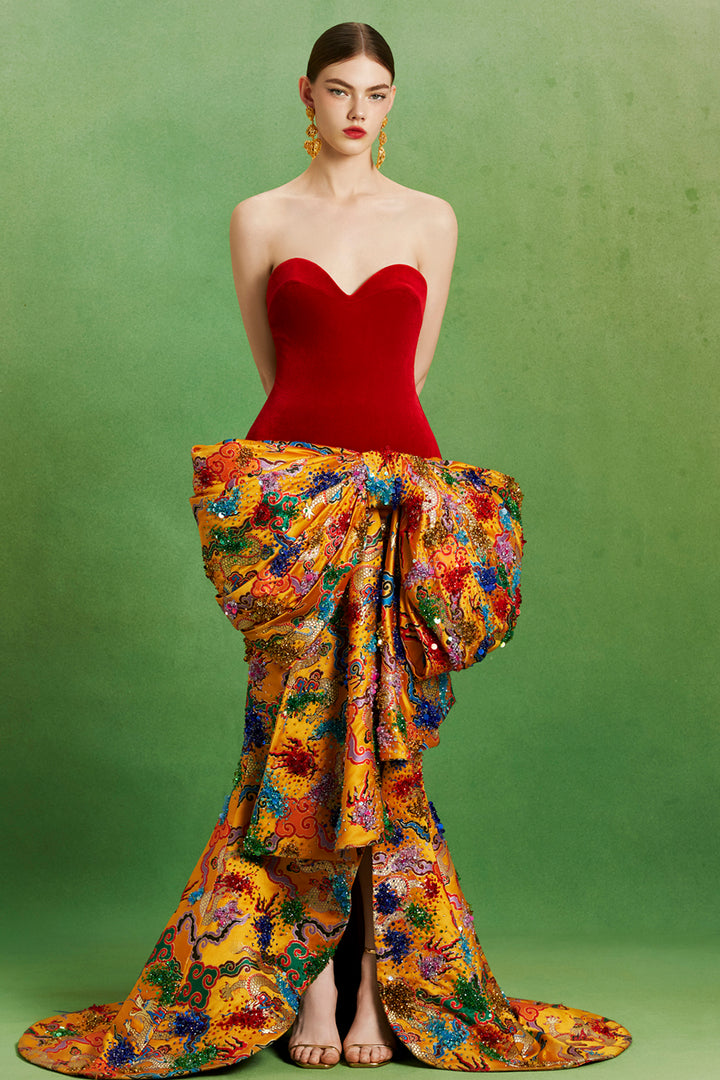 Imperial Bow Long Dress