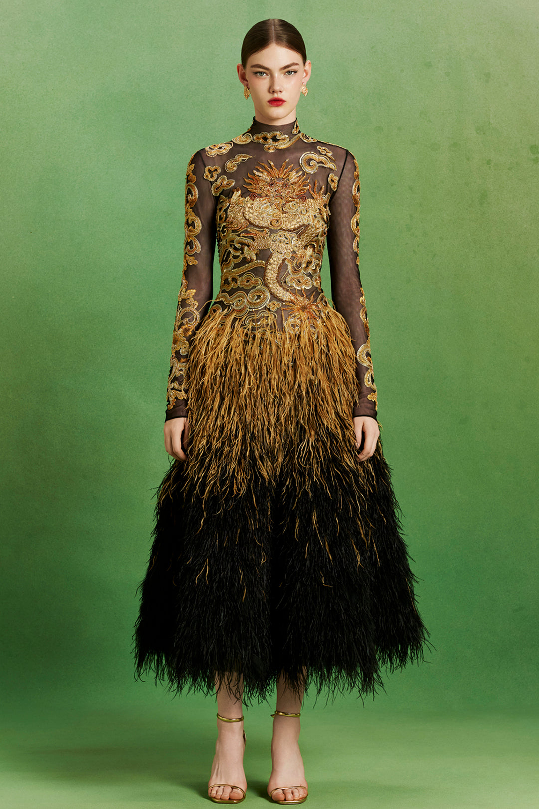 green dragon dress Neon Green Chinese Dragon with Black Background" A-Line Dress for Sale by SoccaTamam