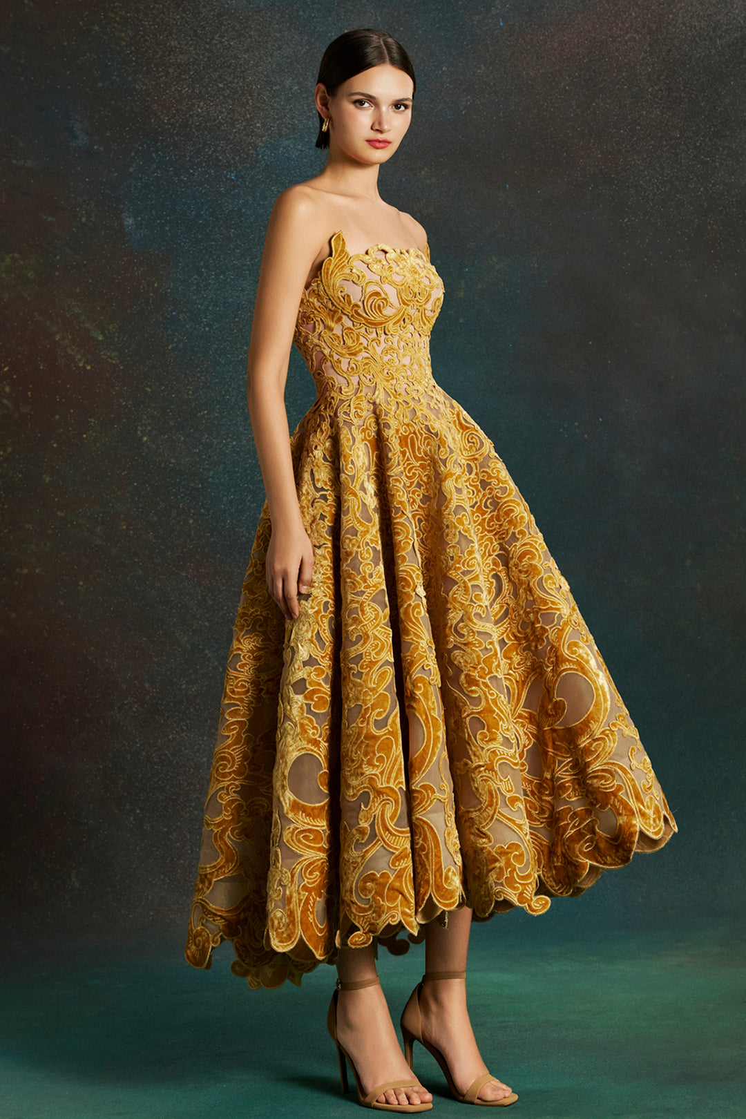 Baroque Midi with A-line Dress