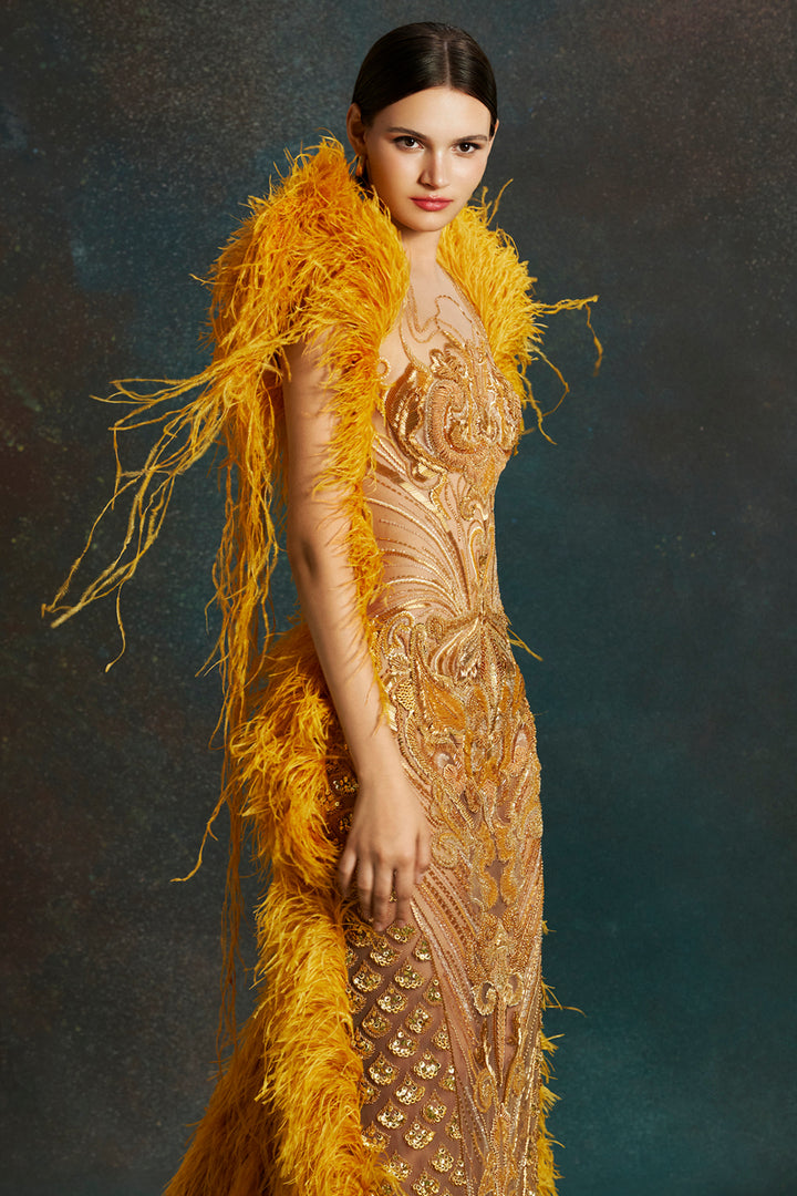 Marigold Plume Long Dress