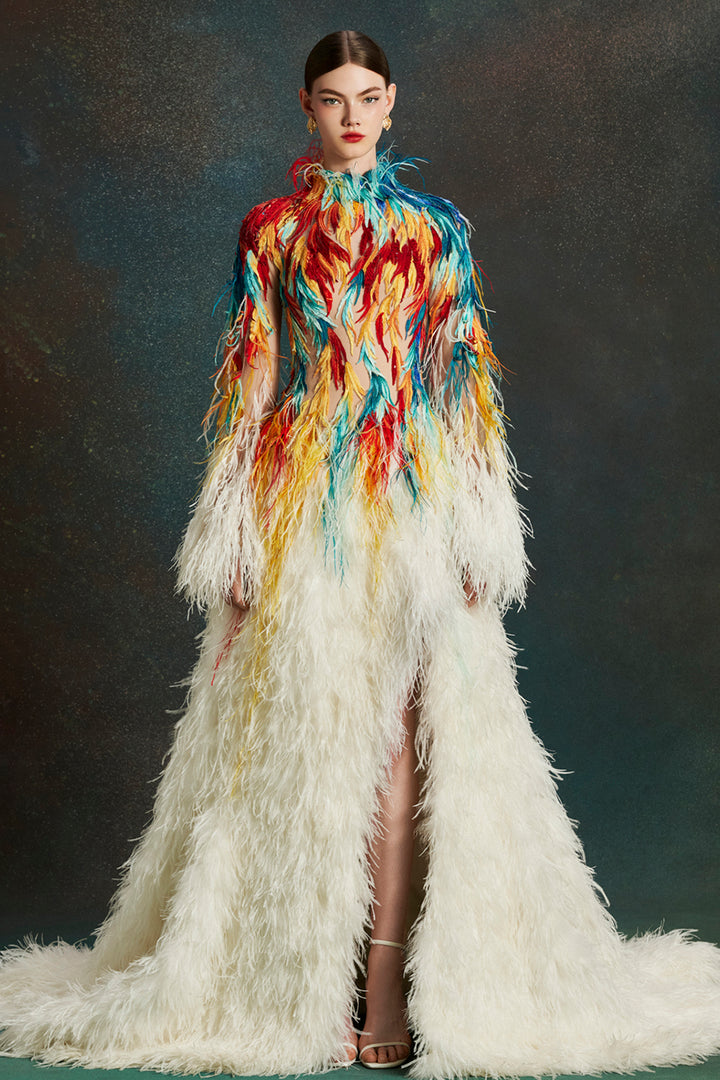 Painted Plume with A-line Dress