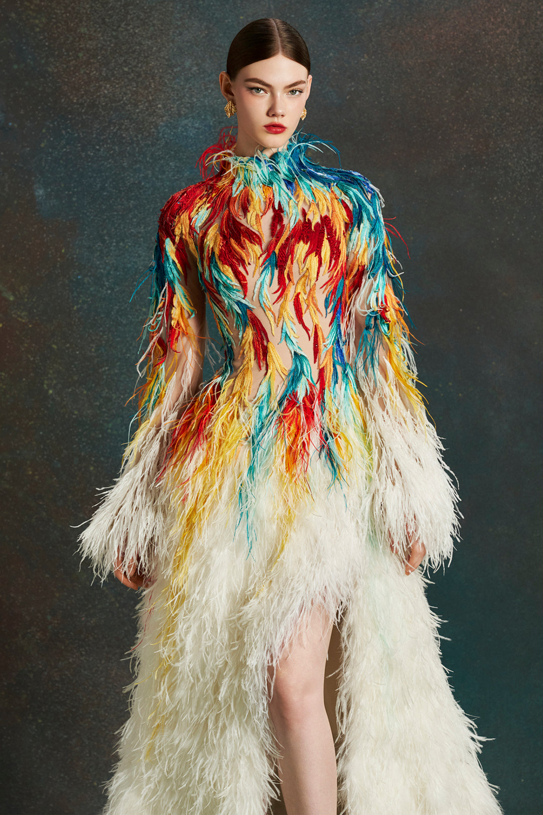 Painted Plume with A-line Dress