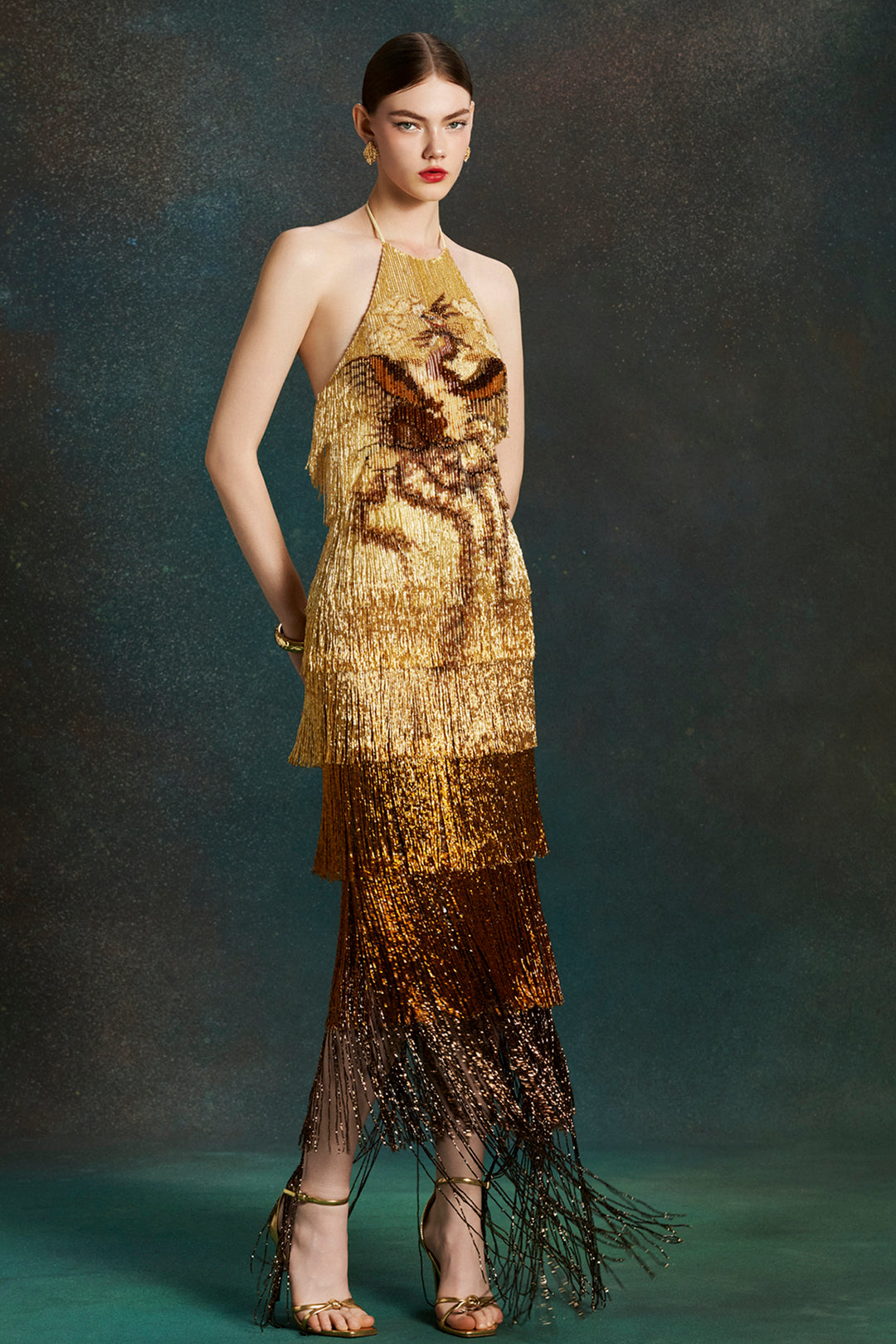 Rhythmic Halter Neck Long Dress