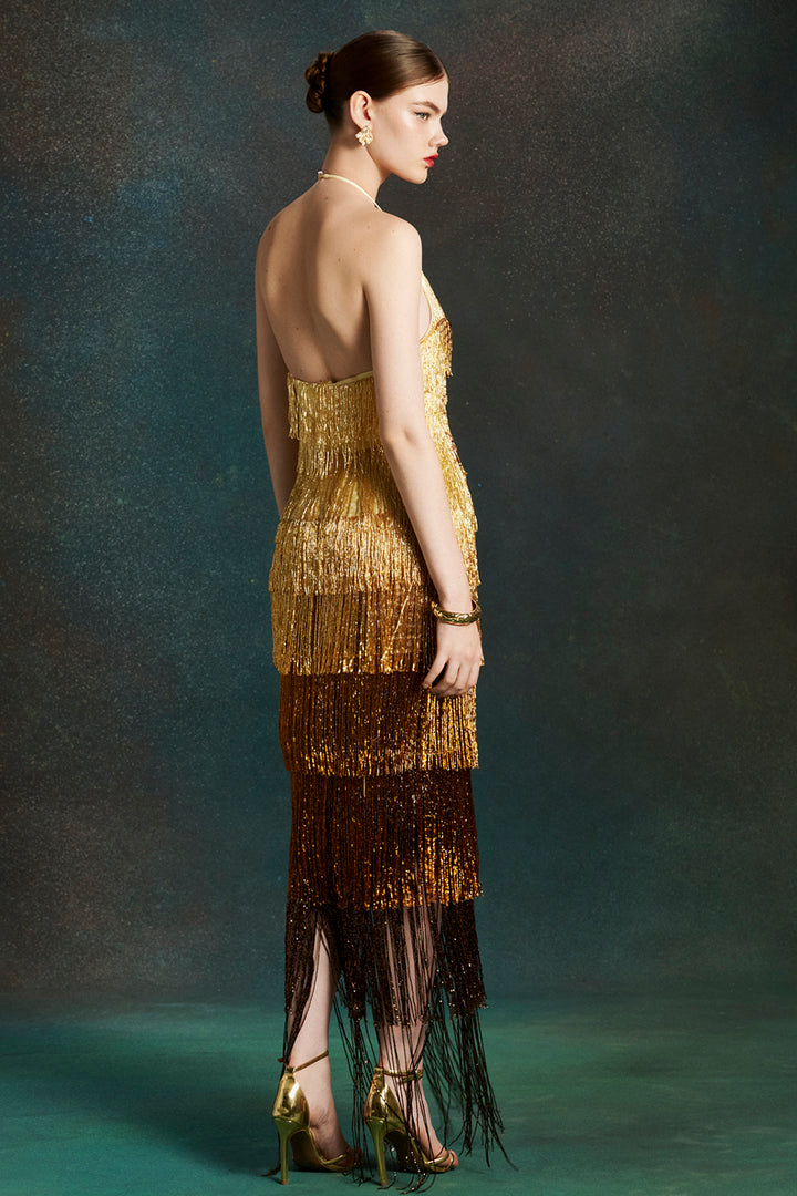 Rhythmic Halter Neck Long Dress