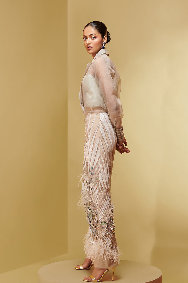 Mesh Three-Piece with Embroidery and Corset