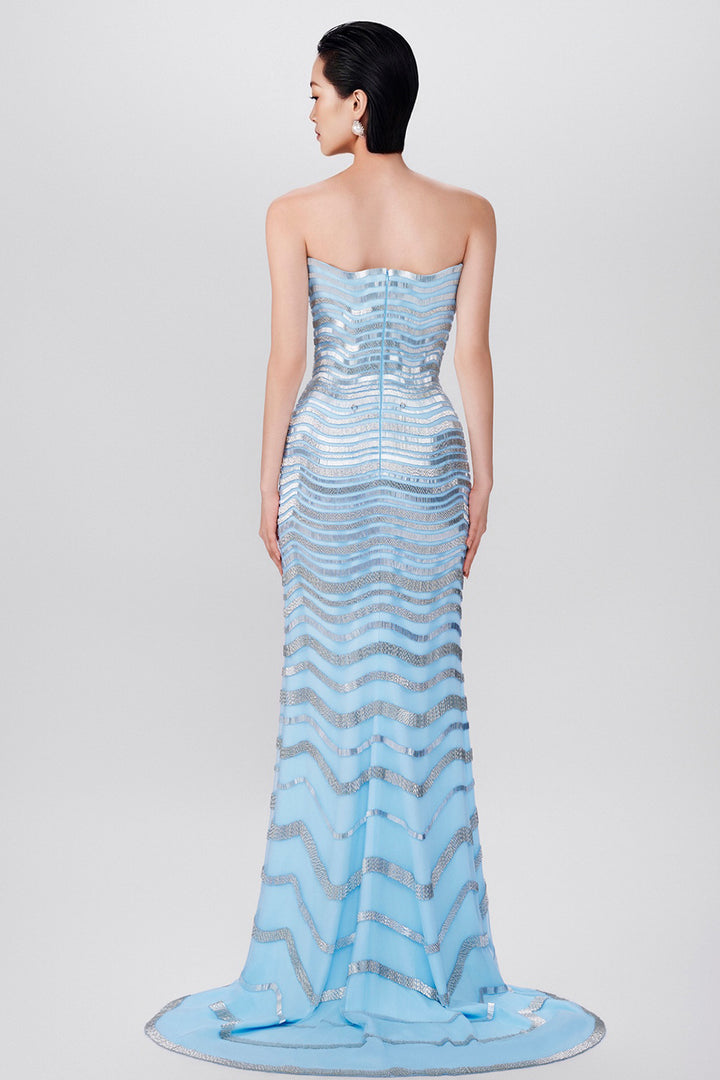 Geometric Embellished with Mikado Bow Tulle Dress