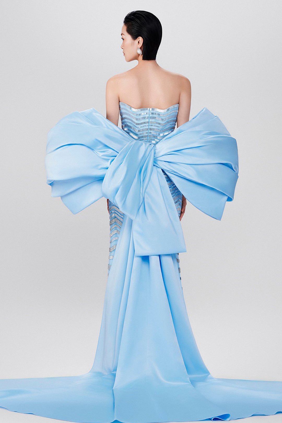 Geometric Embellished with Mikado Bow Tulle Dress