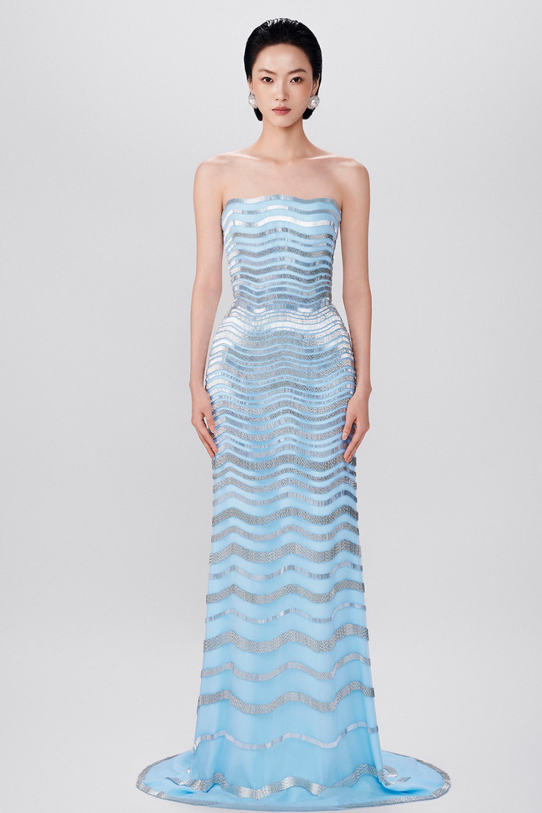 Geometric Embellished with Mikado Bow Tulle Dress
