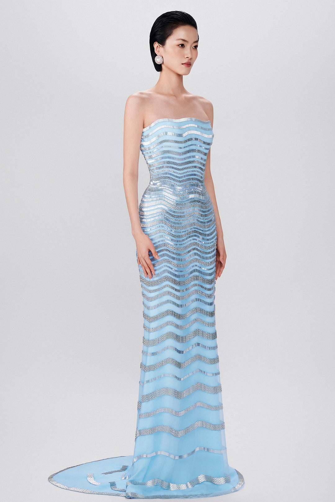 Geometric Embellished with Mikado Bow Tulle Dress