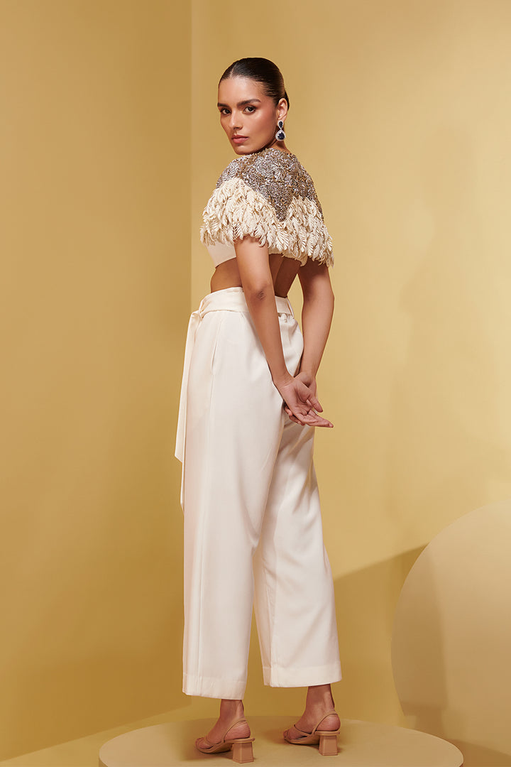 Crepe Flared Three-Piece with Embellishments