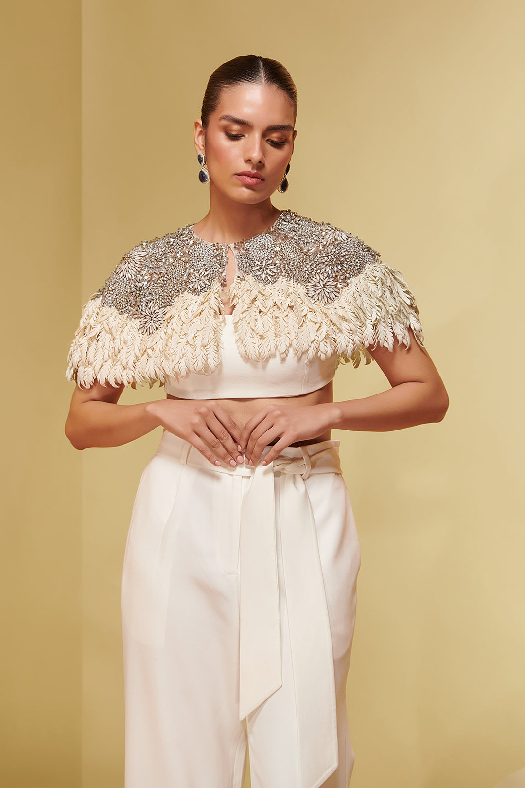 Crepe Flared Three-Piece with Embellishments