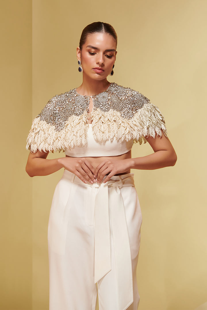 Crepe Flared Three-Piece with Embellishments