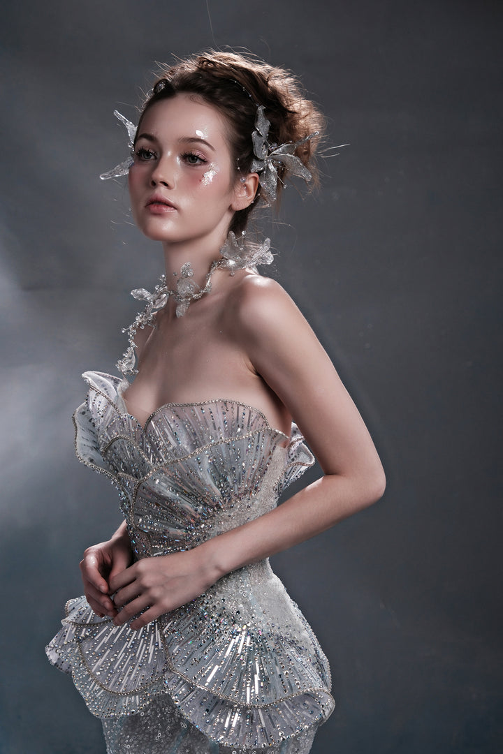 Mermaid Glow with A Cape Dress