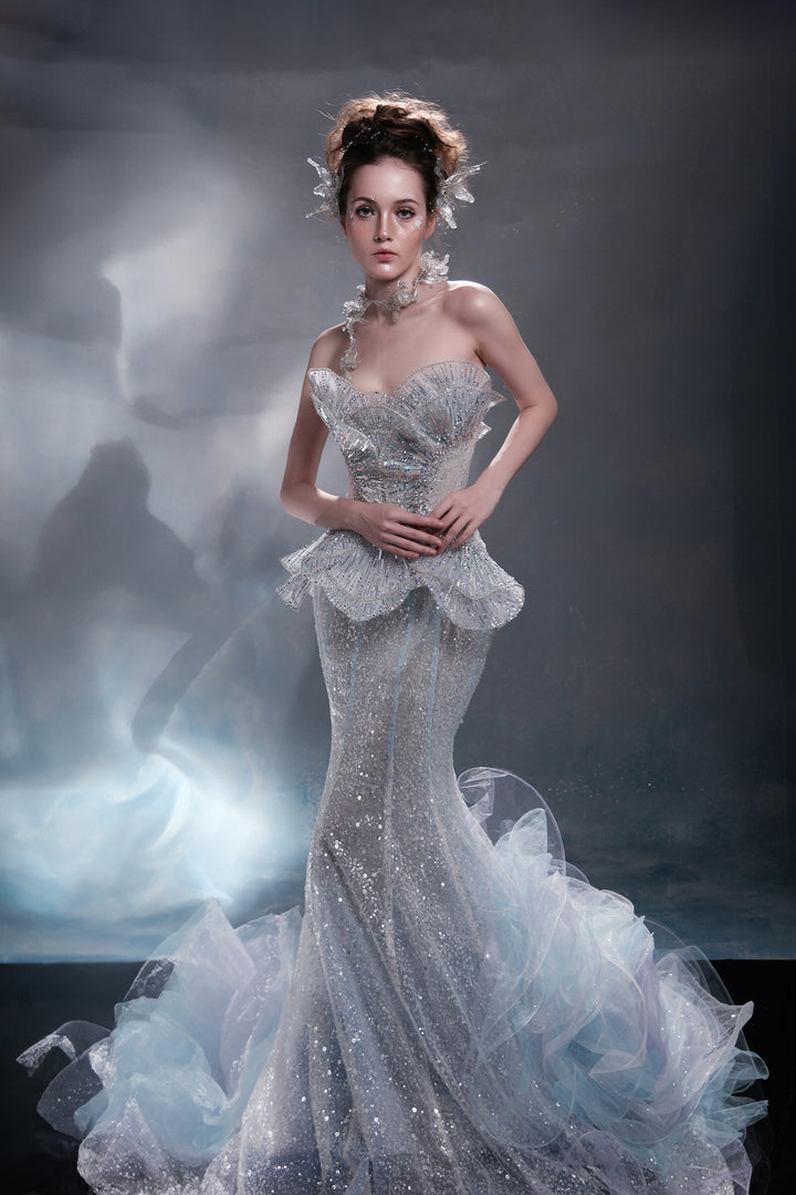 Mermaid Glow with A Cape Dress