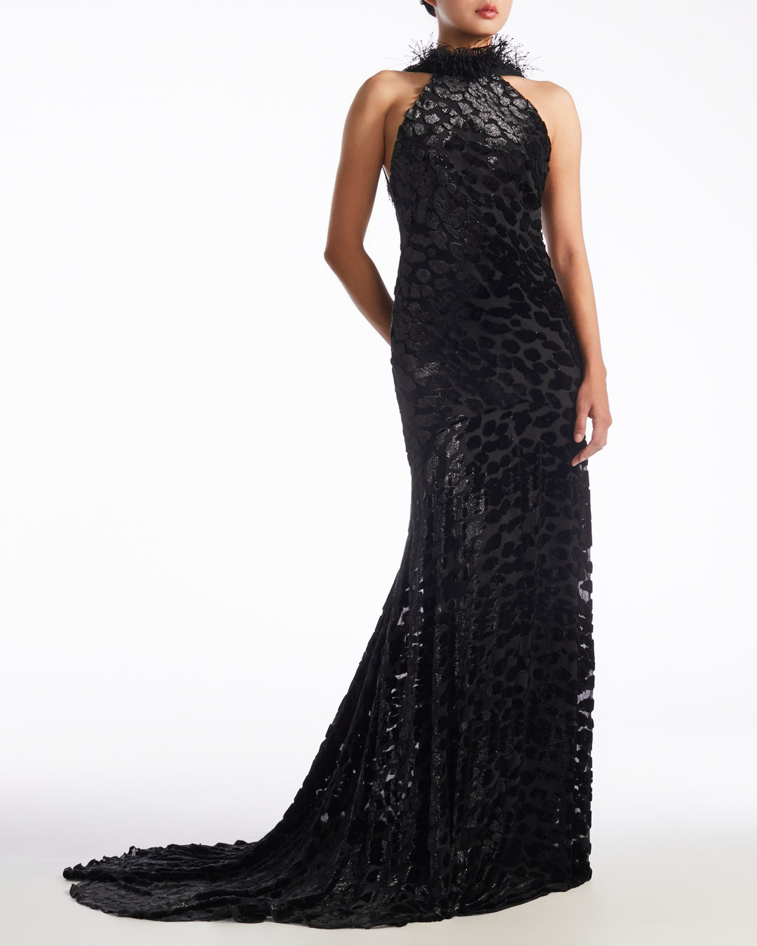 High-Halter Long Column Dress