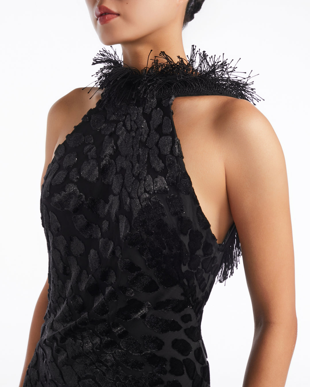 High-Halter Long Column Dress