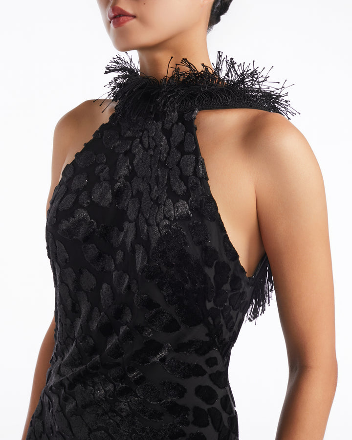 High-Halter Long Column Dress