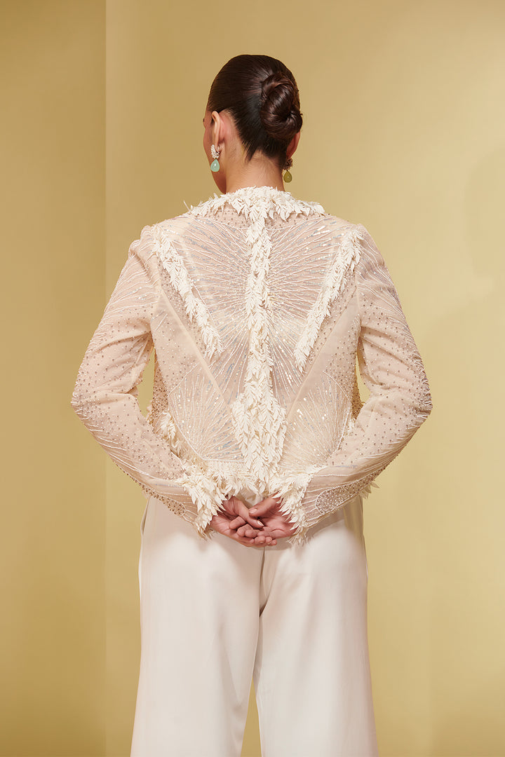 Organza Three-Piece with Embroidered Jacket