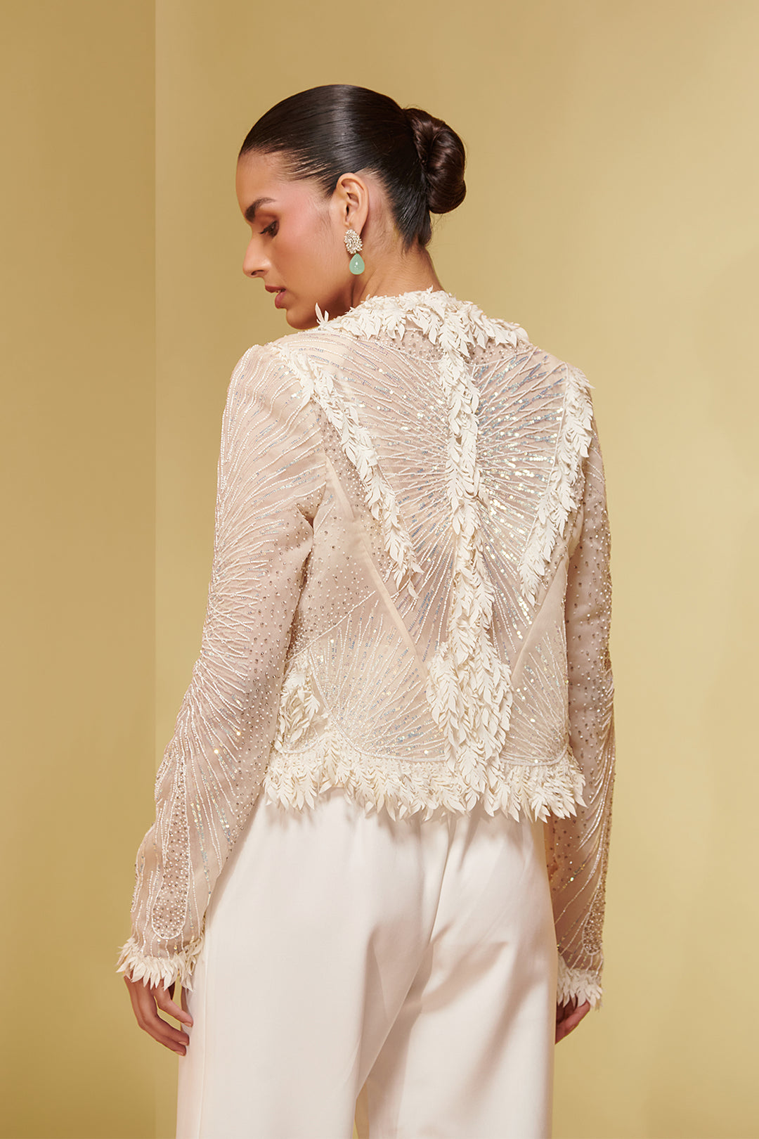 Organza Three-Piece with Embroidered Jacket