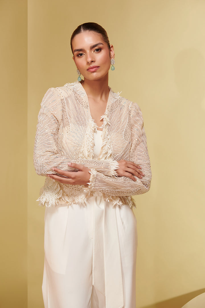 Organza Three-Piece with Embroidered Jacket