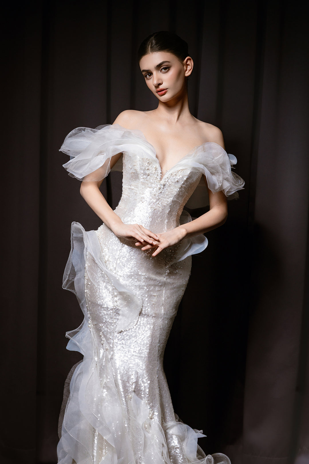 Off-The-Shoulder Mermaid Tulle Dress