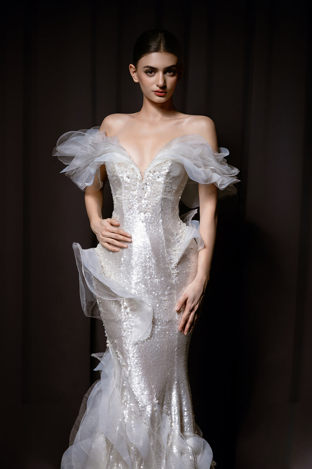 Off-The-Shoulder Mermaid Tulle Dress