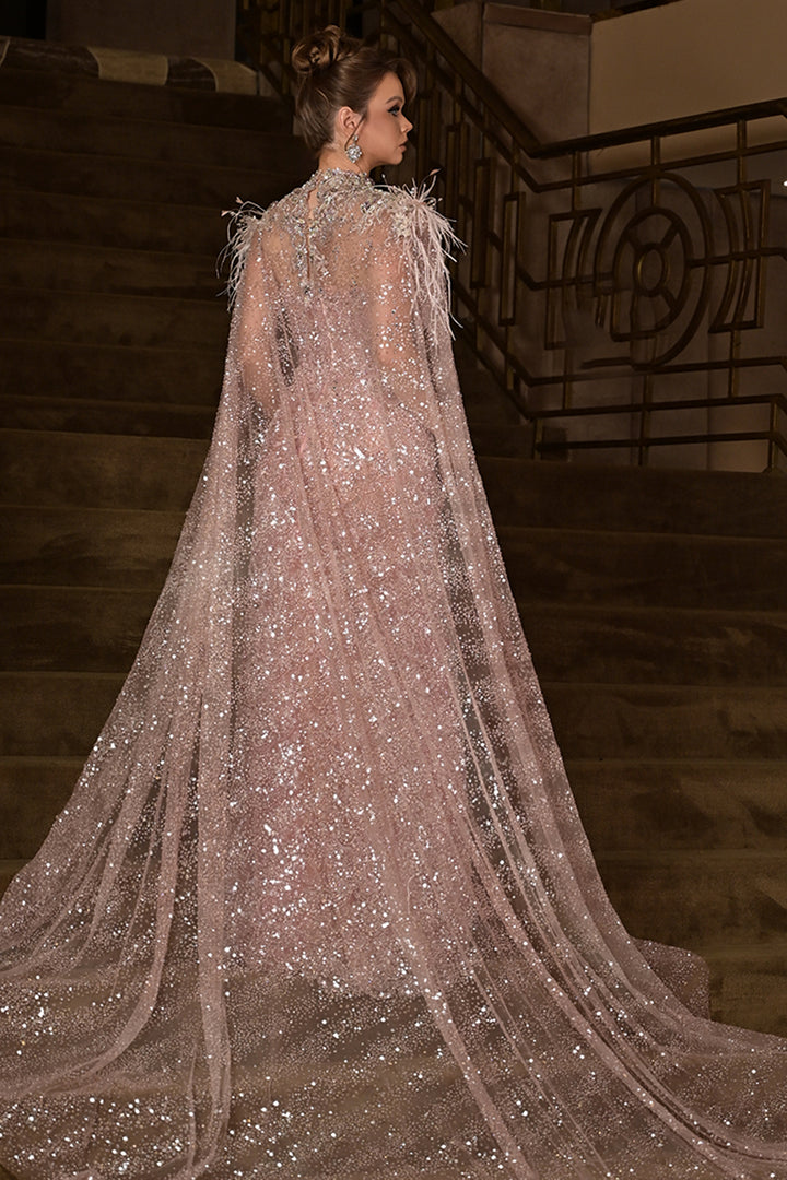 Sequin-Embroidered Full-Length Dress