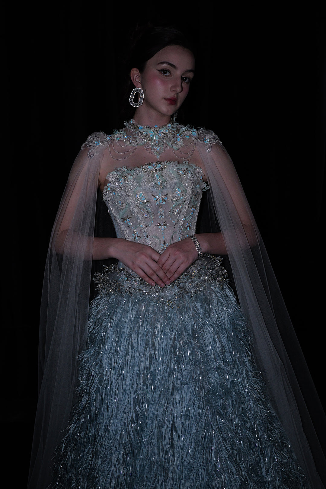 A-Line Dress with Illusion Neckline