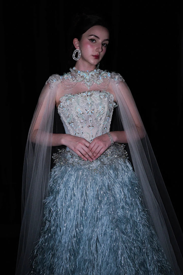 A-Line Dress with Illusion Neckline